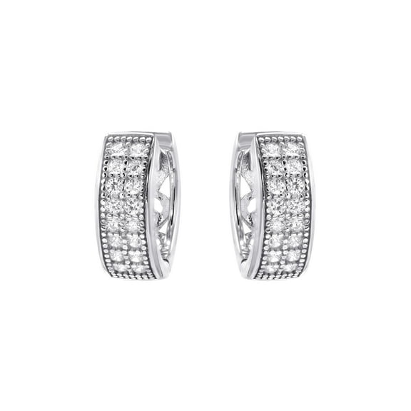 Silver CZ Hoop Earrings | Appx. 2.6 Grams