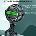 thumbnail image 2 of Ventilador con batería recargable, ventilador de clip con trípode flexible para bicicleta y cinta de correr, ultra silencioso, 3 velocidades, giratorio de 360°, ventilador USB portátil para, 2 of 4