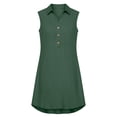 thumbnail image 5 of QUNYINEY Sleeveless Sundresses for Women Casual Beach Green Midi Summer Shirt Dress Button Loose Fit Vacation V Neck Dresses, 5 of 8
