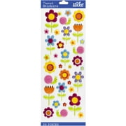 Sticko Solid Classic Multicolor Puffy Happy Flowers Paper Stickers, 35 Pieces