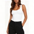 thumbnail image 4 of BSDJILFG Juniors Ribbed Tank Tops Sleeveless Y2K Crop Top V-Neck Wide Straps Comfy Short Cami Shirt, 4 of 6