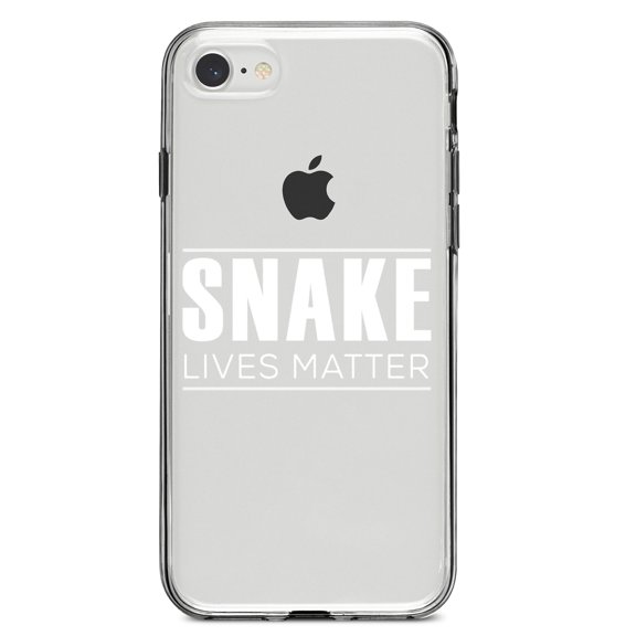 DistinctInk Clear Shockproof Hybrid Case for iPhone 7 8 SE (2020 Model) 4.7" Screen TPU Bumper Acrylic Back Tempered Glass Screen Protector - SNAKE Lives Matter