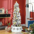 thumbnail image 2 of HOMCOM 5 Foot Snow Flocked Artificial Pencil Christmas Tree with Lights, 2 of 10