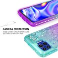 thumbnail image 5 of Moto One 5G Case, Moto G 5G Plus Case, Moto One Lite Case with Tempered Glass Screen Protector SOGA Diamond Liquid Quicksand Cover Cute Girl Women Phone Case - Teal / Purple, 5 of 5