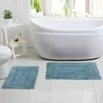 thumbnail image 2 of Thick Bathroom Rugs Set 2Piece in 100% Cotton 21x34/17x24 Spa Blue, Reversible Bath Rugs Set, Cotton Bath Mat,Cotton Bath Rugs, Soft Absorbent Machine Washable Rug,Livingroom Bath Rugs, 2 of 7