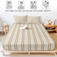thumbnail image 5 of King Size Fitted Sheet Set - Brown Stripes 3 Piece Bedding Sets 16" Deep Pocket Fitted Sheet with 2 Pillowcases, Farmhouse Vintage Lines Rustic Geometric Brushed Microfiber Hotel Luxury Bed Sheets, 5 of 9