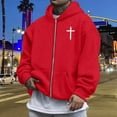 thumbnail image 2 of Men's Jesus Hoodie Loose Fit Zip Up Letter Print Long Sleeve Hoodies Casual Fall Winter Streetwear Graphic Hoodies for Men, 2 of 6