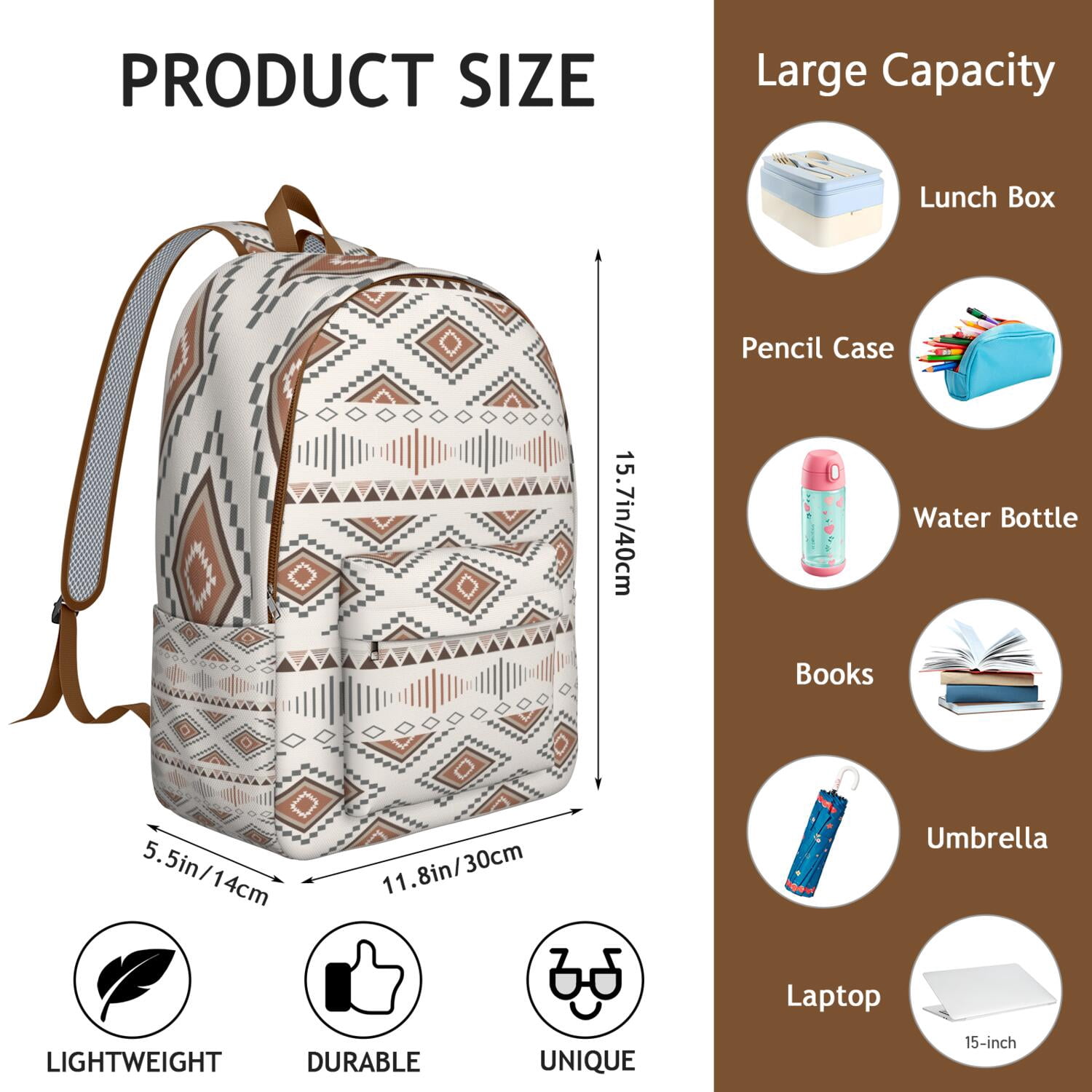 Boho Style Backpack for Teen Girls, Floral Water-Resistant Laptop Bag with Reinforced Straps and Travel-Friendly Design
