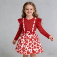 thumbnail image 6 of ITSAME Girls Casual Dress, Cinched Waist Ruffled Long Sleeve Heart Print Summer Fashion Princess Dress Red 5-6T, 6 of 9