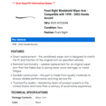 thumbnail image 2 of Front Right Windshield Wiper Arm - Compatible with 1998 - 2002 Honda Accord 1999 2000 2001, 2 of 2