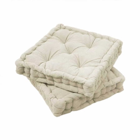 ROSEKIND 19"x19"x5" Thick Square Meditation Floor Pillow, Corduroy Tufted Floor Cushion for Adults, Large High-Resilience Sponge Seating for Yoga, Tatami, Living Room & Fireplace, Grey