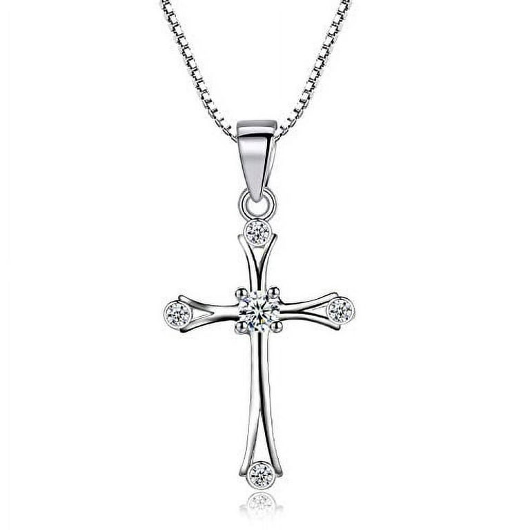 Women's Cross Necklace 925 Sterling Silver, Chain with Cross