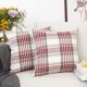 thumbnail image 2 of Fundas de almohada de cuadros escoceses blancos de fibra de poliéster de alta calidad, decoración de sala de estar, cierre de cremallera invisible, juego de 2, 18 x 18 pulgadas, rojo y rayas, 2 of 6