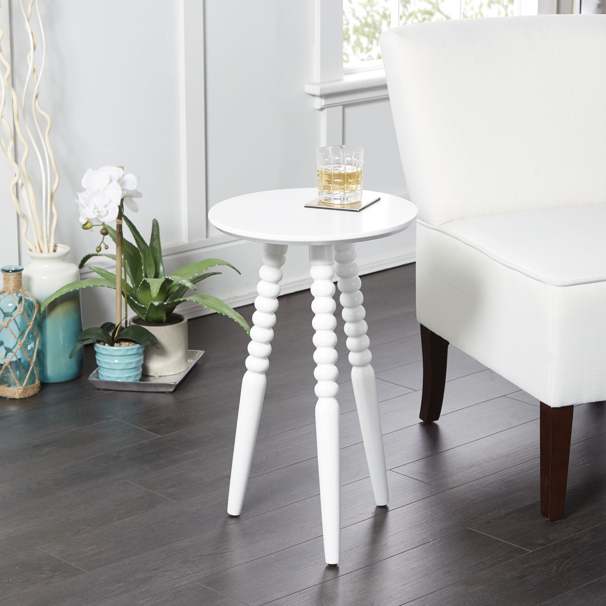 Silverwood Pure White Side Table Compact Accent 14" x 14" x 23" 1-pack