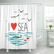 thumbnail image 1 of Cortina de Ducha ABPHQTO I Love Sea con Gaviotas Olas Y 3 Pececitos Rojos 150x180 cm, 1 of 4