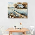 thumbnail image 2 of Shiartex Framed Rustic Farmhouse Canvas Wall Art Beautiful Field Painting Wildflower Barn Print Nature Scenery Picture French Countryside Poster for Bathroom Bedroom Office Wall Decor 16x12in, 2 of 6