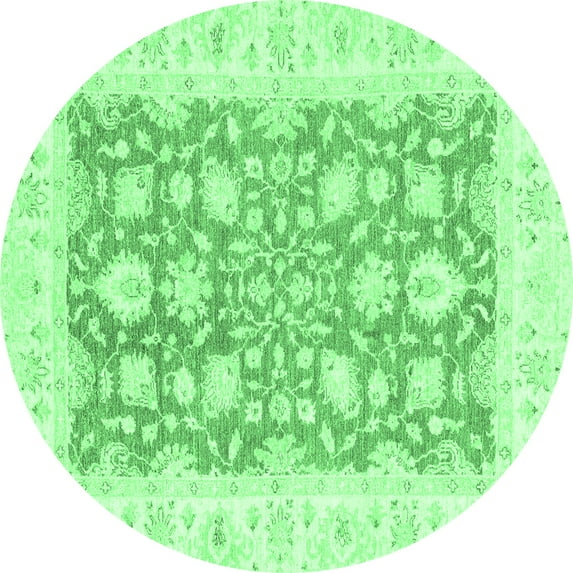 Ahgly Company Indoor Round Oriental Emerald Green Traditional Area Rugs, 6' Round