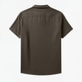 thumbnail image 6 of BiZtdJrK Mens Muscle Dress Shirts Short Sleeve Business Casual Button Down Hawaiian Shirt Summer Vacation Travel Tops Brown S, 6 of 9