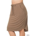 thumbnail image 2 of Zenana Women & Plus Elastic Waist Knee Length Tulip Hem Midi Skirt with Side Pockets & Self Tie Drawstring, 2 of 3