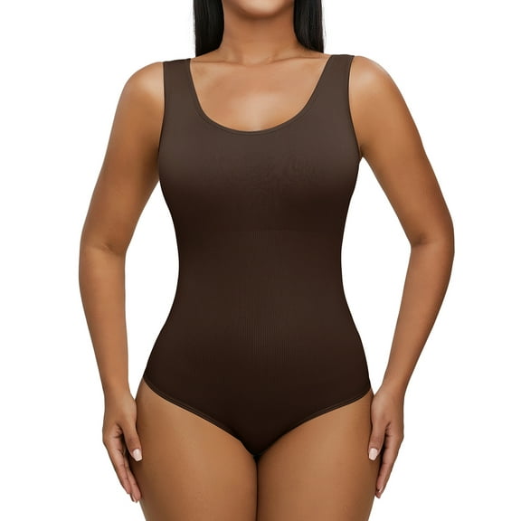 SHCKE Body Shaper for Women One Piece Jumpsuit Tops U Neck Bodysuit Seamless Body Shaper Slimming One Piece Bodysuit for Women Sleeveless Seamless Thong Body Shaper, 1/3 PACK