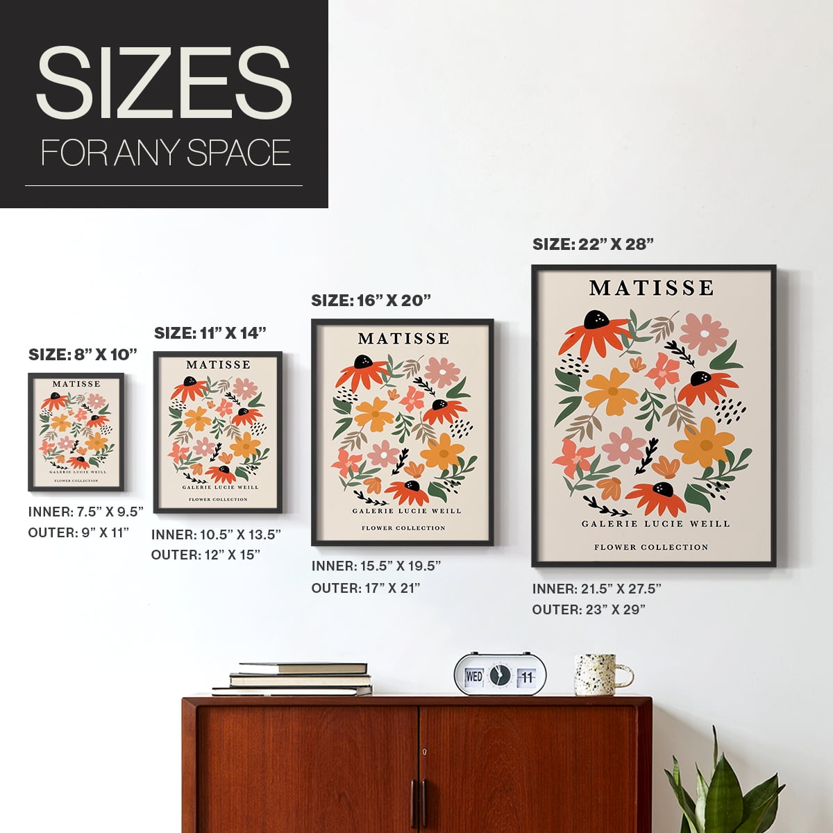 Matisse CXCI Framed Print in Black Solid Wood 22 x 28 Framed Print