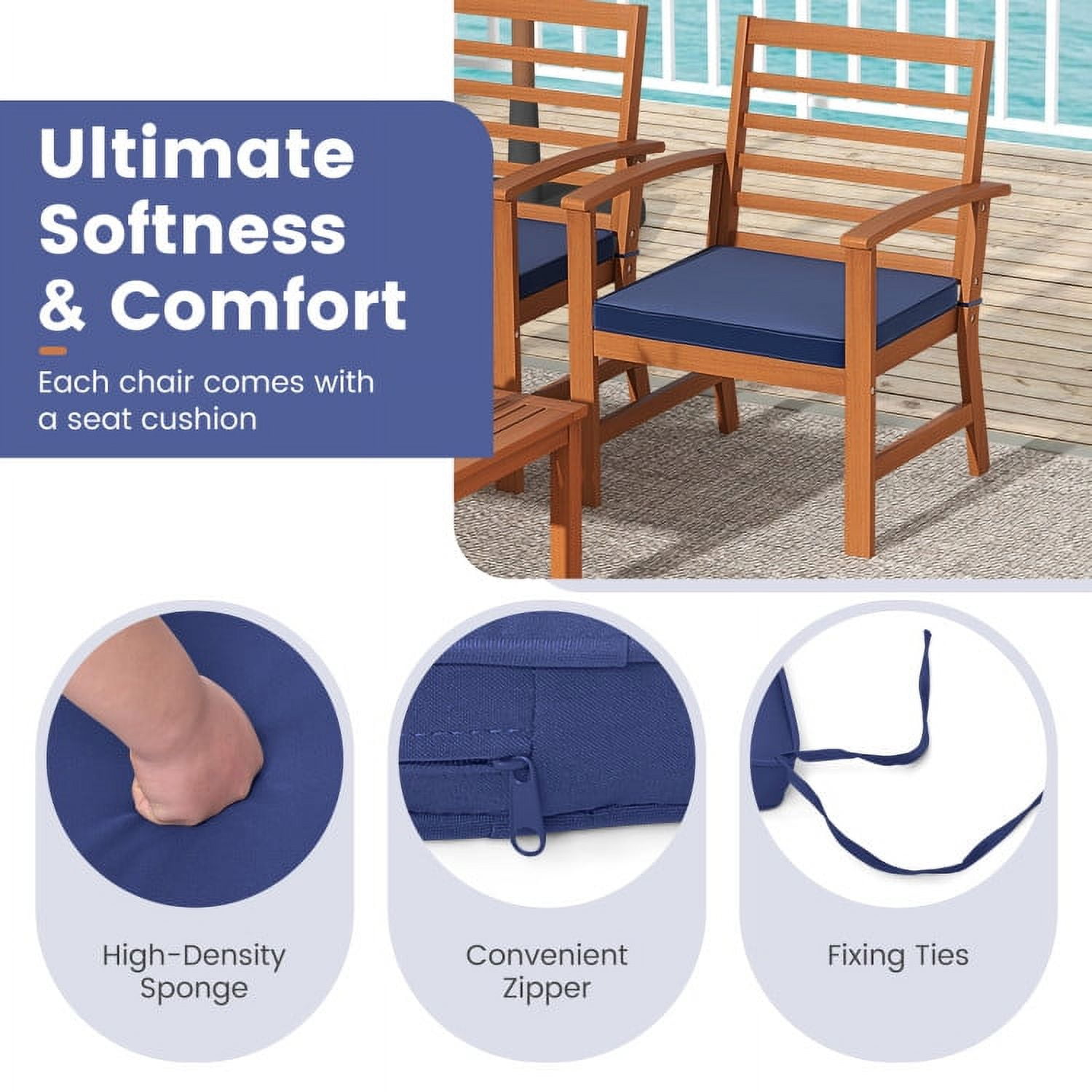 Aimee Lii 4 Pieces Outdoor Furniture Set with Stable Acacia Wood Frame, Patio Furniture Sets, Navy Aimee Lii 4 Pieces Outdoor Furniture Set with Stable Acacia Wood Frame, Patio Furniture Sets, Navy