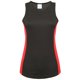 thumbnail image 1 of Awdis- Camiseta de tiranes de deporte con franjas de diferente color para mujer (Negro/Rojo intenso), 1 of 2