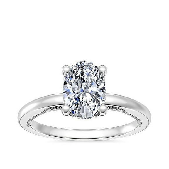 1.15 Carat Oval Natural Diamond Beautiful Solitaire Style Wedding Ring for Bride Solid 14K White Gold Size 7