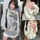 thumbnail image 2 of Ruifaya Sudadera de manga larga con estampado de letras y hombros inclinados para niña, fina, holgada, informal, 2 of 6