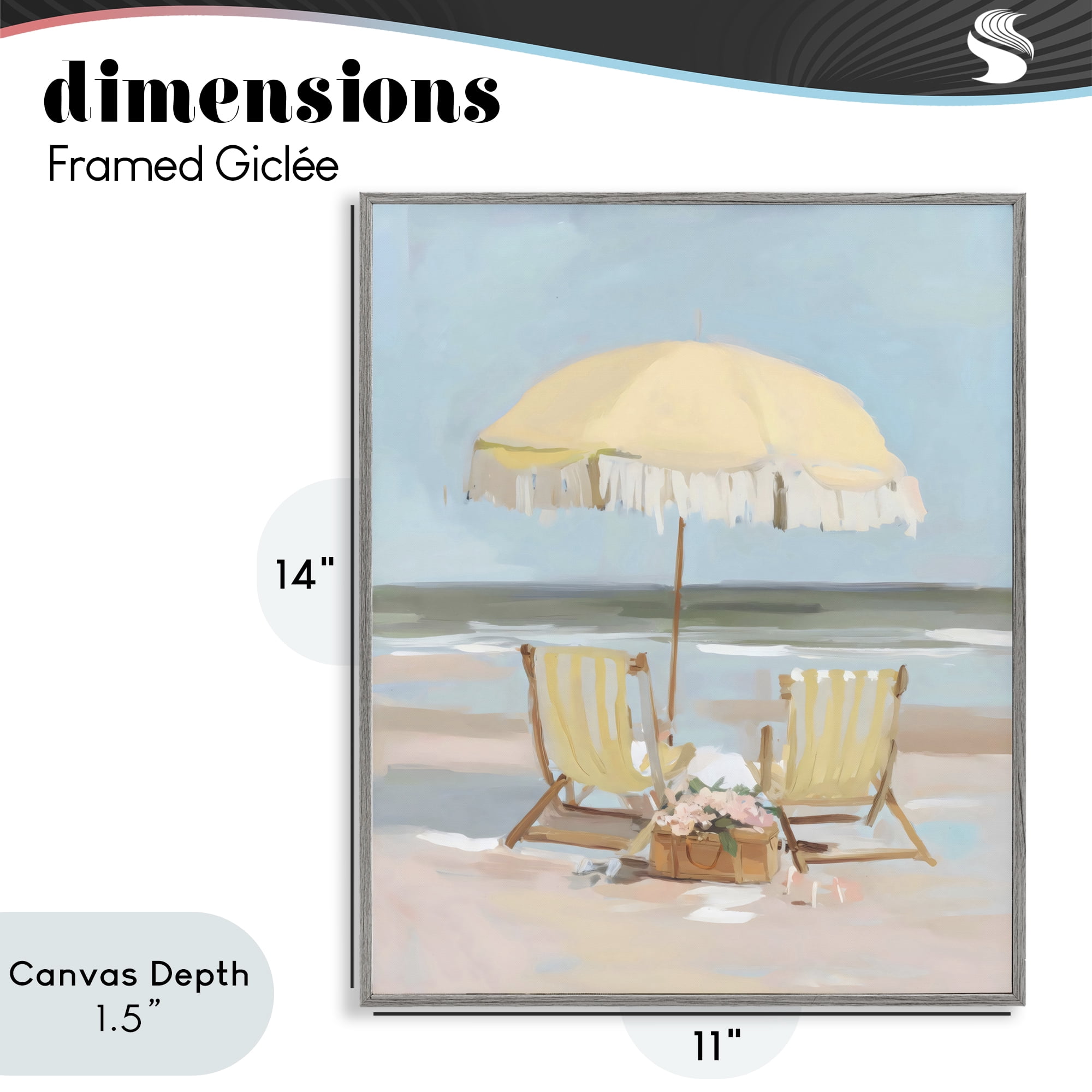 Stupell Industries Yellow Chairs Beach Relaxation Gray Framed Giclee Art, design by Sisi and Seb