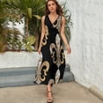 thumbnail image 5 of Fleur de Lis Faux Silver+Gold Damask Sleeveless Dress Women's clothing Elegant gown women's clothing summer novelties, 5 of 6