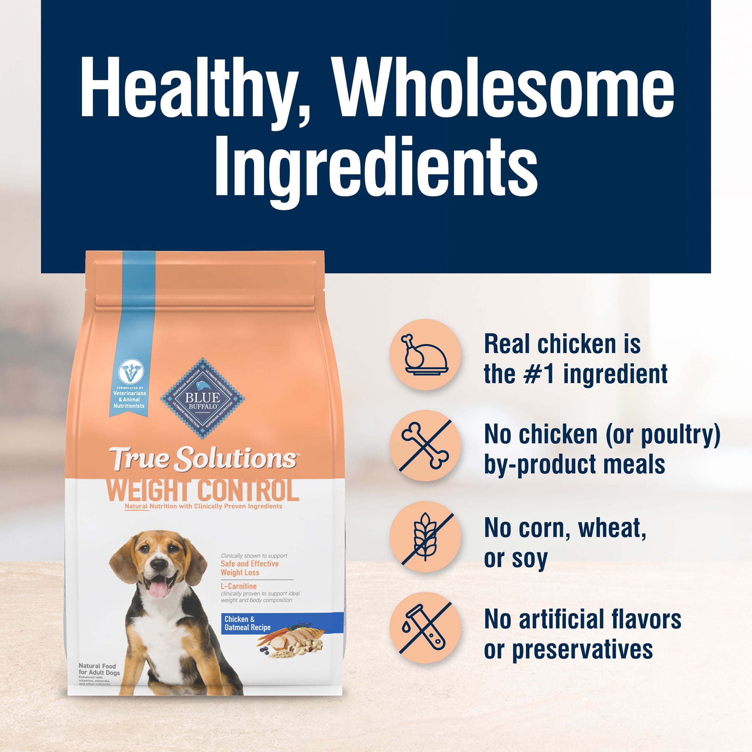 Blue Buffalo True Solutions Weight Control Natural Dry Dog Food, Chicken, 4-lb. Bag