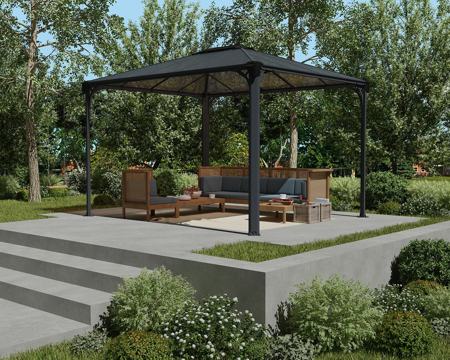 Palram - Canopia Martinique 3600 10' x 12' Polycarbonate/Aluminum Gazebo - Gray/Bronze