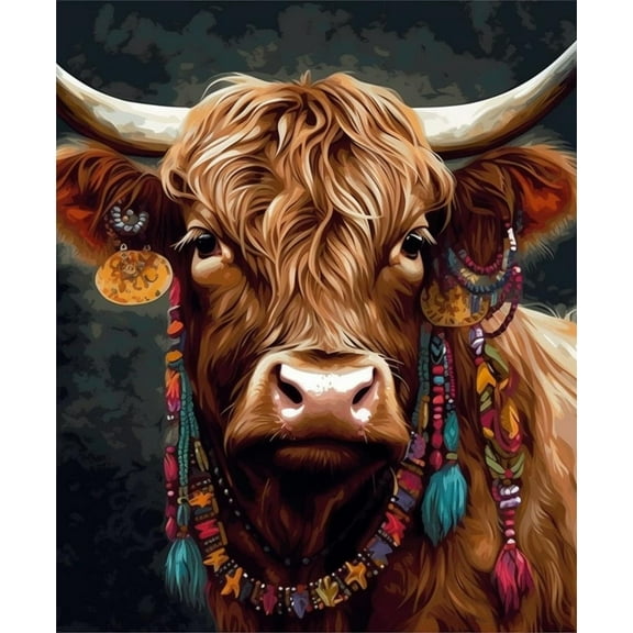 Paint by Numbers Kit for Adults -Highland Cow (3) - Beginner DIY Color by Number Set on Canvas Acrylic Oil Paintings Crafts, Gifts, Home Wall Decor (12 X 16 inches)-