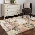 thumbnail image 3 of Easter Rabbits Area Rugs 3'x5', Washable Small Throw Rugs for Living Room Bedroom, Spring Flowers Butterfly Bunny Plants Beige Indoor Outdoor Rug Non-Slip Low Pile Carpet Runner Reversible Floor Mats, 3 of 8