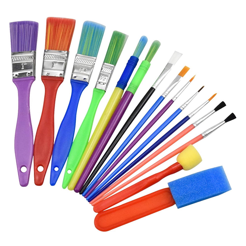 Famelof 15pcs Paint Brush Set Kids Colorful Oil Painting DIY Brushes
