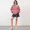 thumbnail image 6 of Domzest Womens Oversized Polo Shirt Long Sleeve Striped Rugby Collar Pullover Tops 2026 Trendy Casual Loose Fit Streetwear Tee Red M, 6 of 6