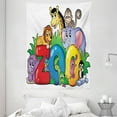 thumbnail image 1 of Zoo Tapestry, Zoo Sign with Various Animals Mascot Cartoon Characters Cute Playful Kids Room Print, Wall Hanging for Bedroom Living Room Dorm Decor, 60W X 80L Inches, Multicolor, by Ambesonne, 1 of 2