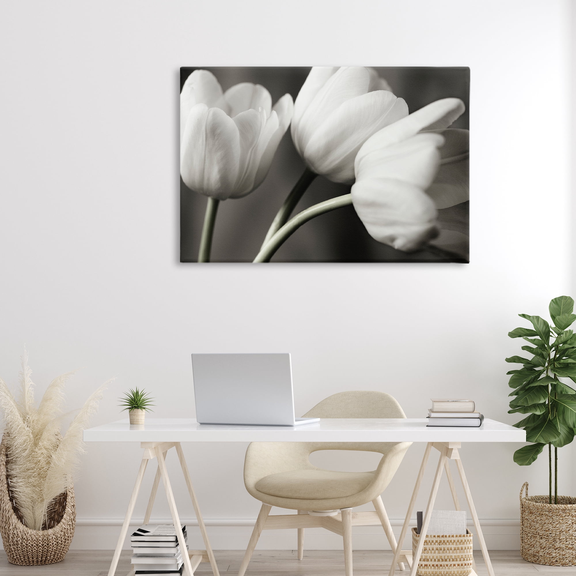 Stupell Industries Row Of Monochrome Tulips Canvas Wall Art, design by Tom Quartermaine