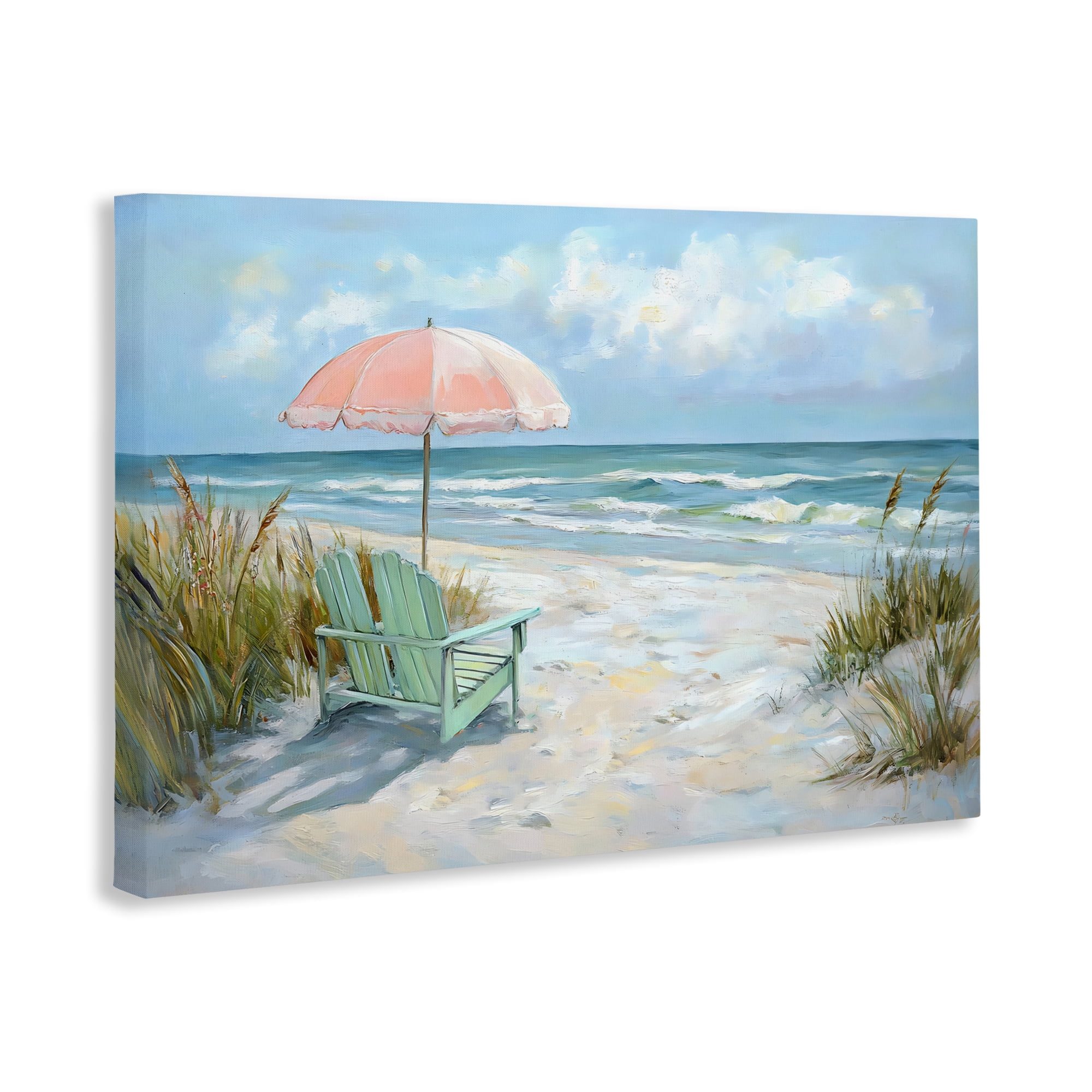 Stupell Industries Seaside Chair & Pink Umbrella Canvas Wall Art, design by Creative Studio