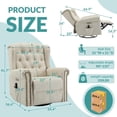 thumbnail image 5 of MEETWARM Power Swivel Rocking Glider Recliner Chair – Heat & Vibration Functions, Wingback Tufted Upholstery, Type-C & USB Ports, For Nursery & Living Room (Beige), 5 of 8