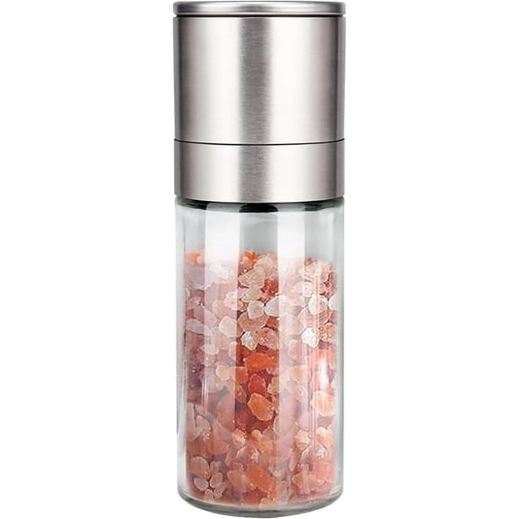 CZQ Salt Grinder Pepper Mill, Refillable, Adjustable Coarseness Black Pepper Grinder, Stainless Steel Sea Salt Shaker with Ceramic Rotor(Seasoning not included)