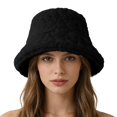 thumbnail image 6 of Bucket Hats for Men Fall Fashion Must Have Faux Fur Fuzzy Fleece Cozy Cold Weather Warm Women's Hats & Caps Black, 6 of 8