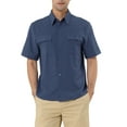 thumbnail image 1 of CAMISAS PARA HOMBRES INSPIRE CHIC Color Sólido de Manga Corta con Cuello Punta y Bolsillos M Azul Marino, 1 of 6