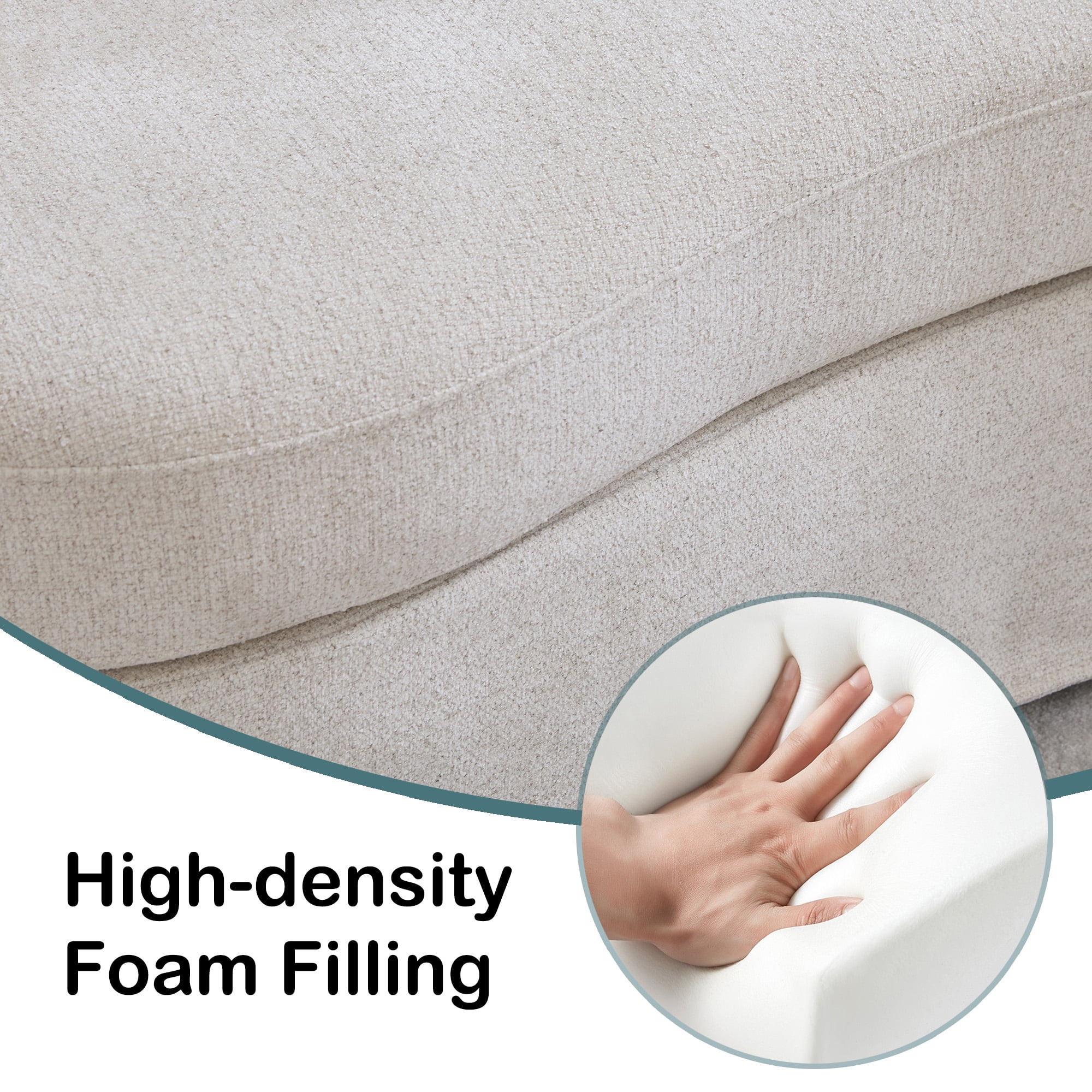 Arouseden 74" Curved Couch for Small Space,Upholstered Beige Loveseat Sofa with 3 Removable Cushions,Small Apartment Couch with Curved Backrest,Chenille Modern Curved Sofa for Living Room