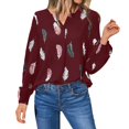 thumbnail image 1 of Cathalem Chemises à Manches Longues pour Femmes Col Rond Hauts d'Été Décontractés Tee-Shirts Basiques 2024 Vêtements Tendance, Rouge TG, 1 of 4