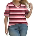thumbnail image 4 of TQWQT Plus Size Womens Tops 4x-5x Ladies Blouses Size 4x V Neck Criss Cross Plus Size Tunic Tops Short Sleeves Striped Color Block Dressy Casual Tee Shirts Loose Fit Clothes for Women XL, 4 of 5