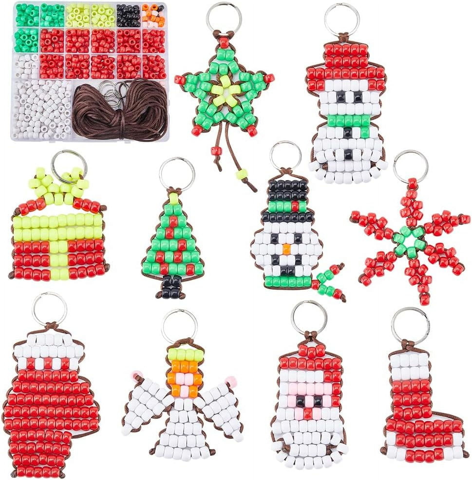 1 Box DIY 10 Sets Christmas Pony Beads Bulk Bead Pets 8mm Large Video  Tutorials Xmas Keychain Kit Snowman Snowflake Beading Angel Christmas Pet  Key ..., image size:1938x1972