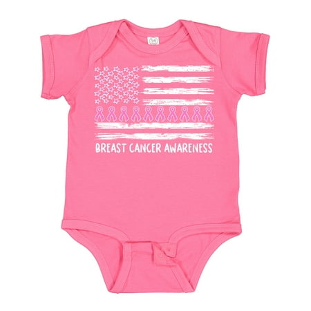 

Inktastic Breast Cancer Awareness Pink Ribbons and Flag Boys or Girls Baby Bodysuit