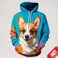 thumbnail image 3 of Sudadera con capucha con estampado de animales Corgi, colores impresos en 3D, divertida, para hombres y mujeres, envío gratuito, sudadera con capucha informal de manga larga, 3 of 5